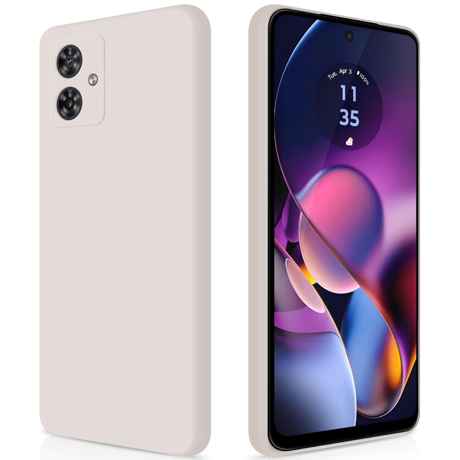 GiiYoon Case Compatible with Motorola Moto G54, Silky-Soft Touch Full-Body Protective Phone Silicone Case, Shockproof Cover with Microfiber Lining, White — image 1