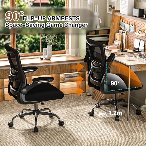 Zeonsit Ergonomic Office Chair - High Back Desk Chair with Adjustable Lumbar Support, Breathable Mesh Back, 330LBS Capacity, Easy Assembly, for Home Office Executive Computer Task (Solid-Black)