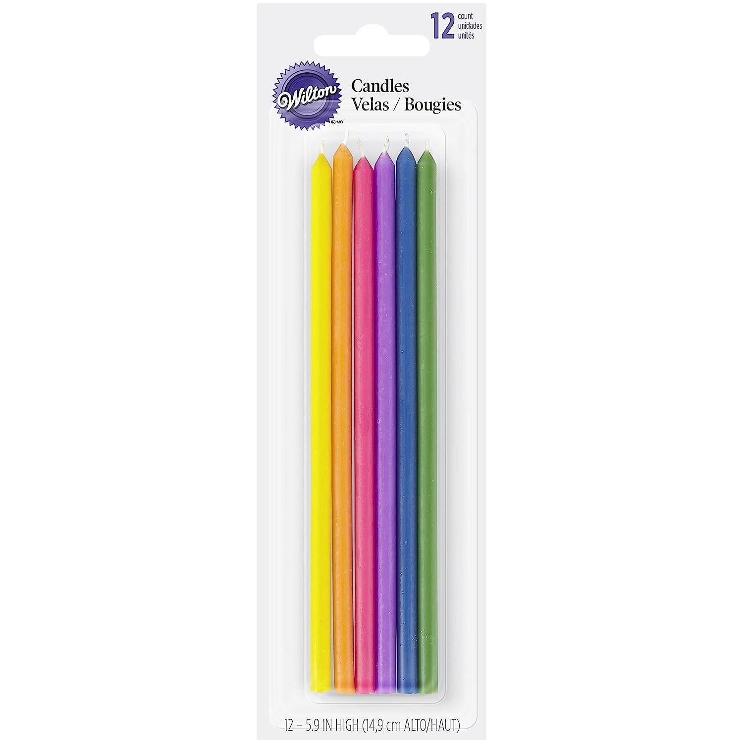Wilton Multicolour Birthday Candles, Long, pack of 12