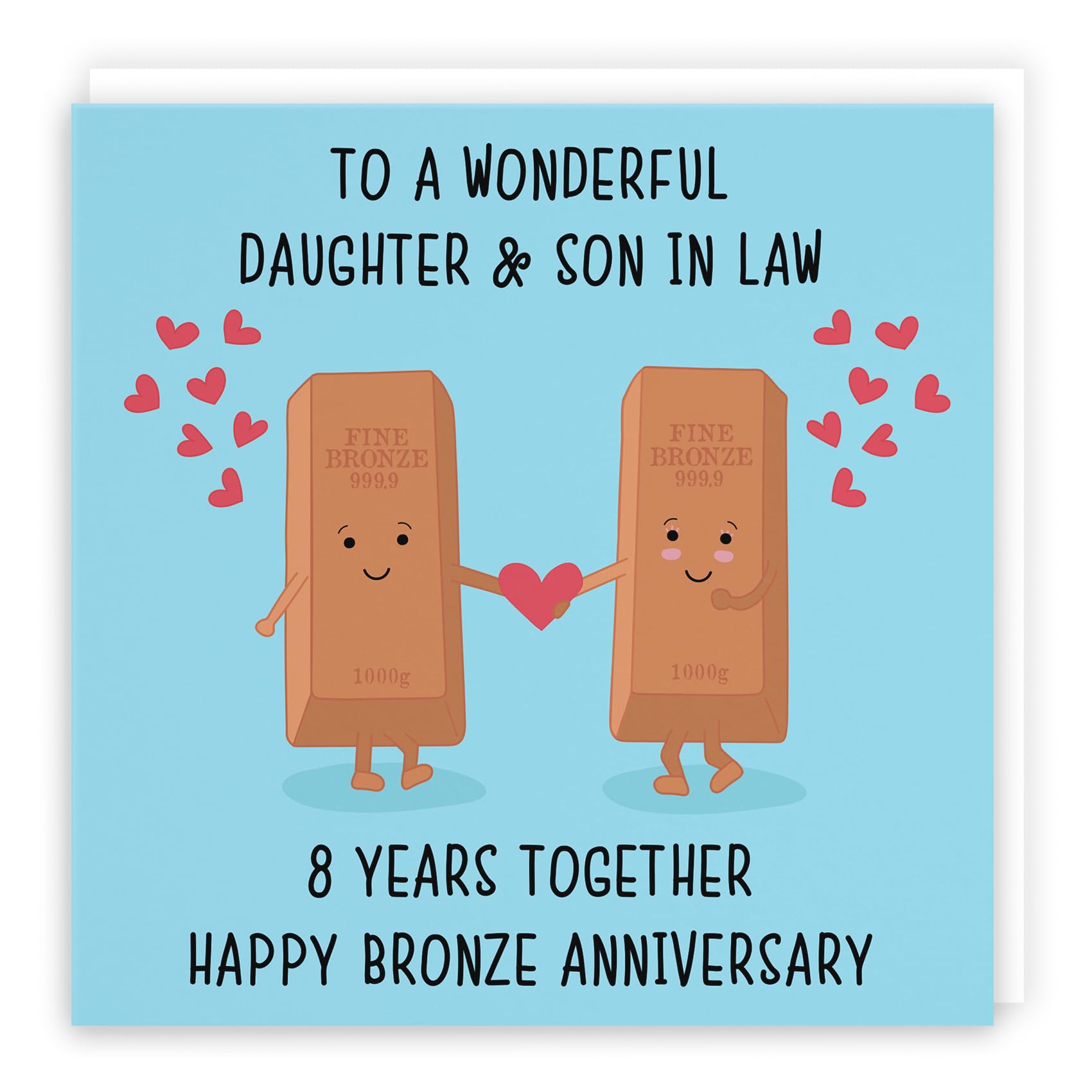 Hunts England - Daughter And Son In Law 8th Anniversary Card - To A Wonderful Daughter & Son In Law - 8 Years Together - Happy Bronze Anniversary - Iconic Collection — image 1