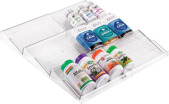 Mdesign Adjustable Expandable Vitamin Rack Drawer Organizer Tray