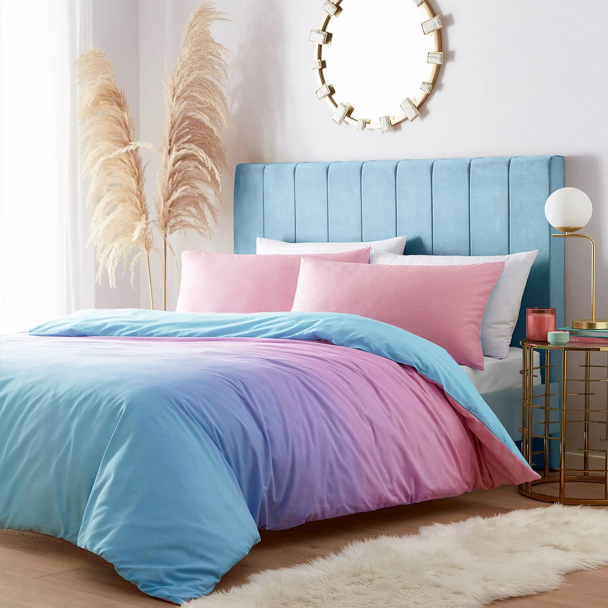 HOMEMAKER BEDDING Duvet Cover Set Pastel Colour Ombre Pink Purple Aqua Blue (Double)