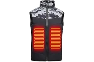 GOPEO Kids Camouflage Heated Vest Boys Girls Heated Gilet USB Heated Waistcoat 3 Temperature Levels Waterproof Heated Jacket