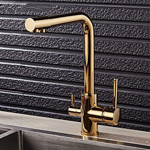 YAWEDA Kitchen Faucet with Filtered Water Deck Mounted 360 Rotation Mixer Tap Brass Kitchen Faucet with Filter
