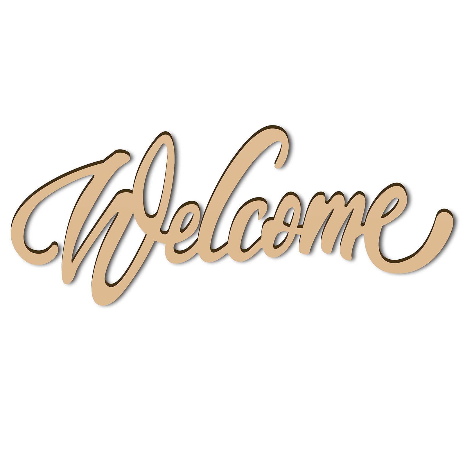 CREATCABIN Laser Cut Wood Sign Wall Art WELCOME Letter Sign Decorative Wall Sculpture Hanging Decor Unfinished For Housewarming Door Wall Room Decoration 300 x 120 x 6mm