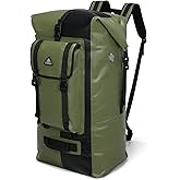 Haimont Waterproof Dry Backpack IPX7 Roll-top Dry Large Marine Dry Bag for Men Kayaking Rafting, 100L, Army Green/Black