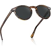 CARFIA Retro Polarized Sunglasses for Men UV400 Protection Handmade Acetate Round Frame CA5288L