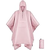 Coralrain Hooded Rain Poncho Lightweight Waterproof Unisex Raincoat Jacket with Pocket for Men Women Adult