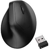 Keychron M5 8K Wireless Vertical Mouse with Thumb Wheel, PixArt 3950 Sensor | 47&deg; ergonomic grip, Up to 30K DPI, 2.4 GHz/Bluetooth 5.3/USB-C, Programmable Buttons for Laptop macOS/Windows/Linux - Black