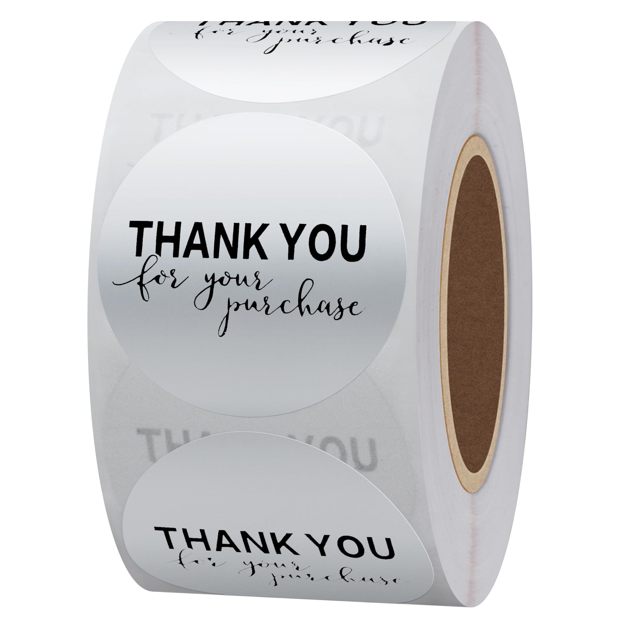 Hylabelest Silver Foil Thank You for Your Purchase Stickers 1.5 Inch Round Bussiness Labels (Silver)