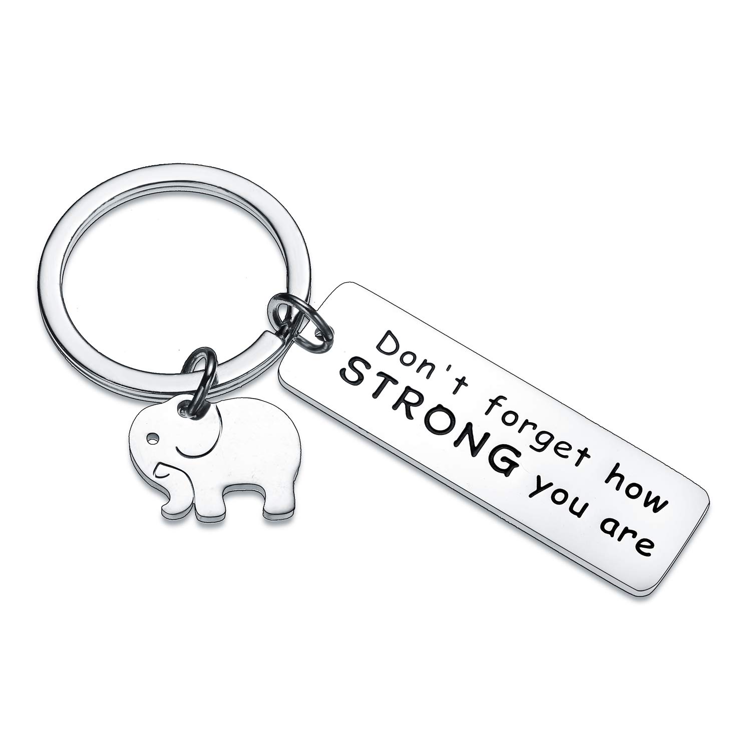 BESPMOSP Inspirational Keychain Don't Forget How Strong You are Keyring Graduation Gifts Elephant Lovers (Don't Forget How Strong You Are) — image 1