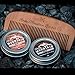 Rocky Mountain Barber Company All-In-One Beard Care Kit - Wooden Beard/Hair Comb, Cedarwood and Sandalwood Balms (1oz) in Gift Box