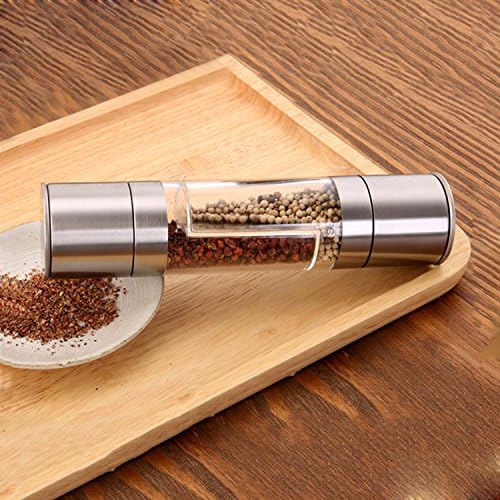 Caliburn Kitchen 2 in 1 Salt and Pepper Grinder Mill Set - Best for Spice, Black, Szechuan and Hot, Cracked Peppers, Sea and Himalayan Salt - Adjustable Fine or Coarse-Perfect Gift for Cooks and Chefs