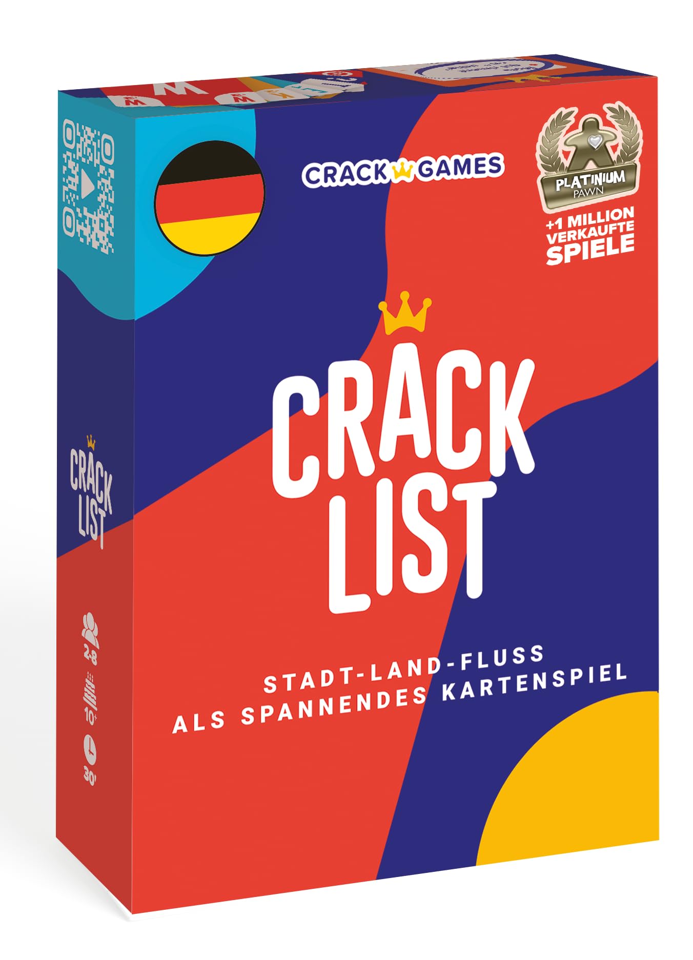 CRACK LIST – Stadt Land Fluss Kartenspiel | Modernes Wortspiel mit taktischen Aktionskarten | Familienspiel & Partyspiel für 2–8 Spieler | Ab 10 Jahren | 30 Minuten | Deutsch