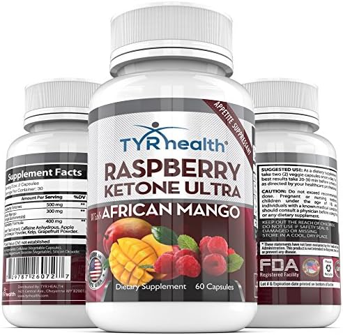 TYR Health Raspberry Ketones Ultra (60 Capsules) – Natural Weight Loss Supplement with African Mango & Green Tea Extract – Body Cleanse and Fat Burning Detoxifier – Boosts Energy & Metabolism