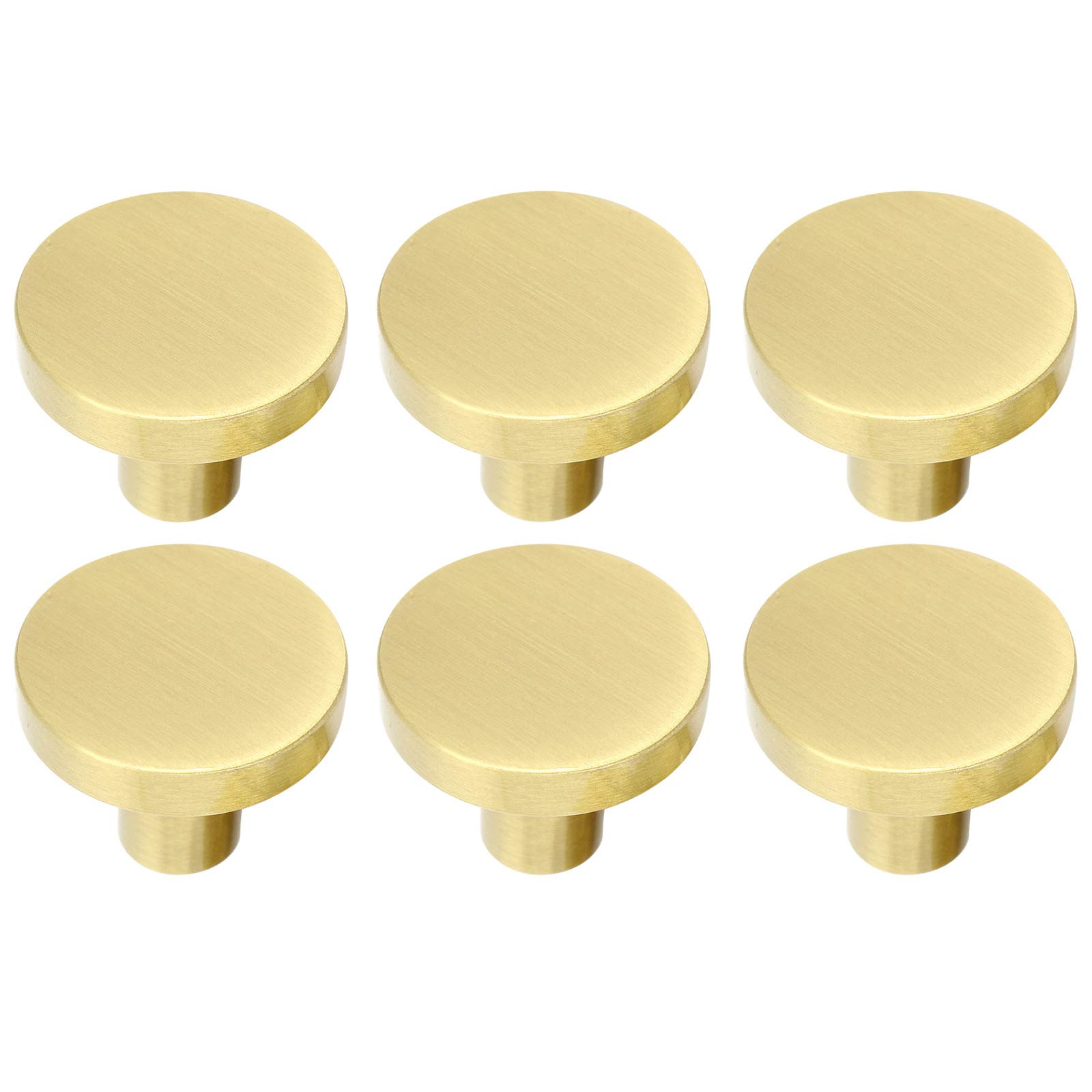 Solid Brass Round Cabinet Knobs, Cupboard Door Round Handle Brass Knob with Screws for Wardrobe Door,Cabinet Doors and Dresser Drawers(20mm*25mm) (6 Pcs)