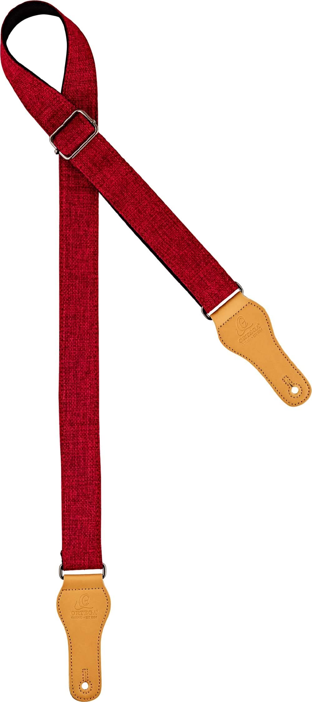 Ortega Guitars Adjustable Ukulele Strap – Casual Series – Cotton, Red (OCS-250U)