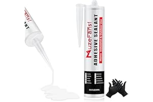 MuzeFansi RV Roof Sealant 1Pack, Self-Leveling Lap Sealant White,Waterproof Flexible RV Sealant and Caulking EPDM Sealant for Trailers, Motorhomes, Campers, Maintenance, Repair,UV & Weather Resistant