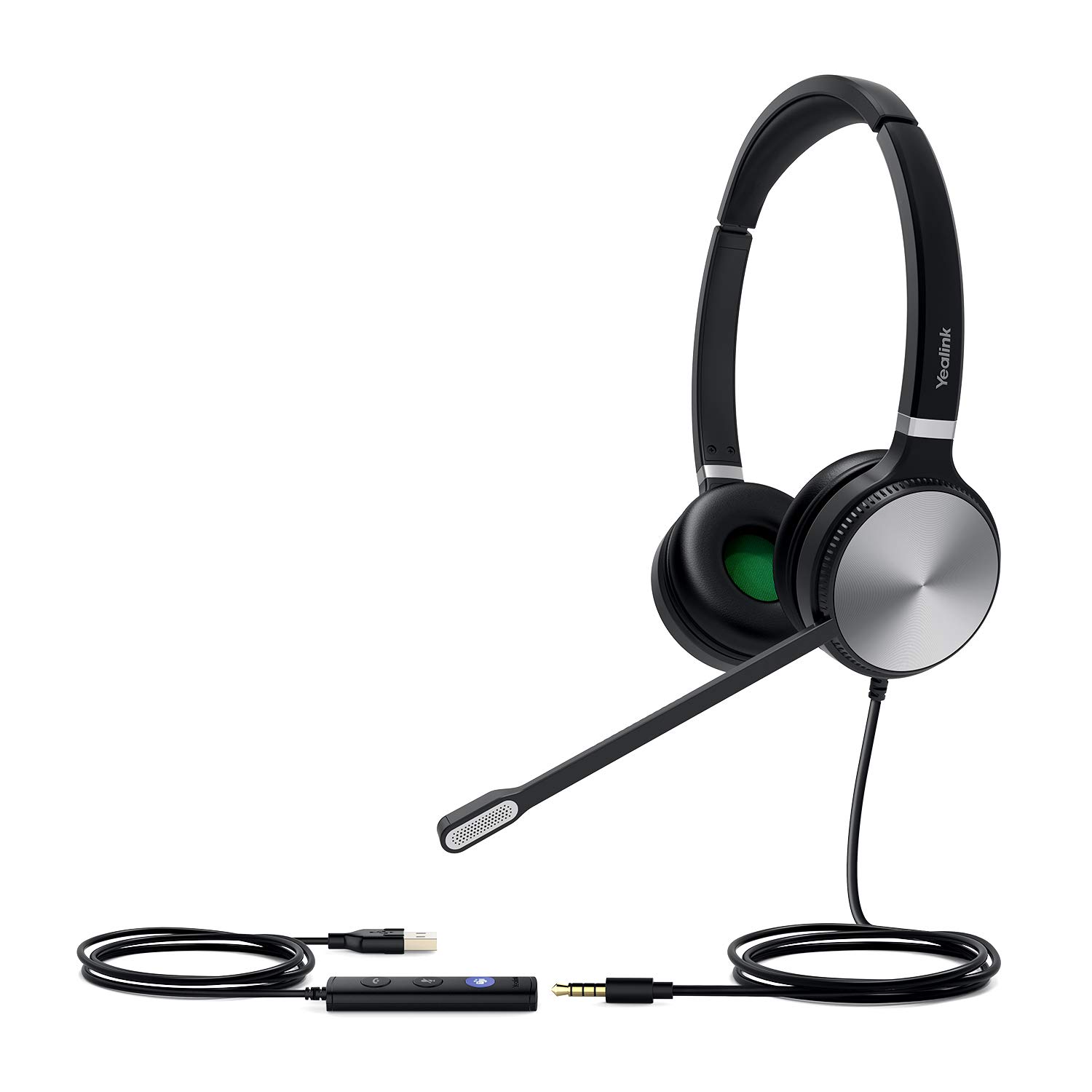 Yealink UH36 Dual Casque Avec fil Arceau Bureau/Centre d'appels USB Type-A Noir, Argent