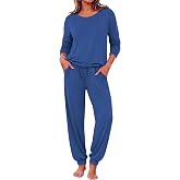 Ekouaer Pajamas for Women Set Soft Lounge Sets 2 Piece Pj Sets with Pockets | Long Sleeve Womens Pajama Sets Jogger Pants Sleepwear Loose Loungewear Cozy Pjs Breathable Jogger Sets Casual Warm Sleepwear