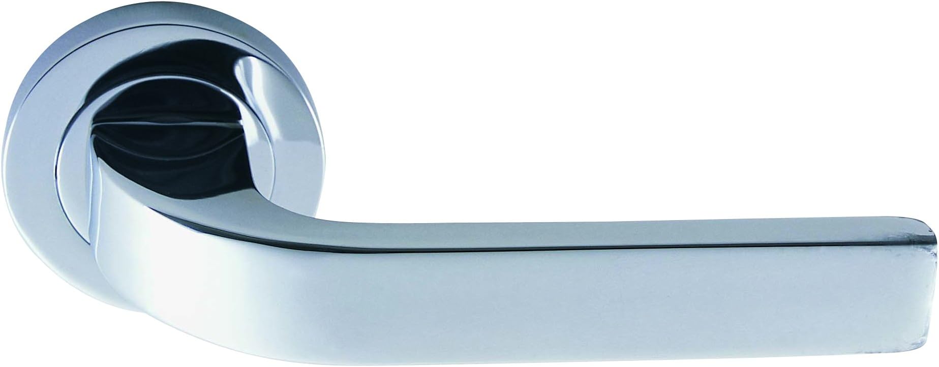 Lever On Round Rose 56mm TUTKU Door Handles in Satin Chrome