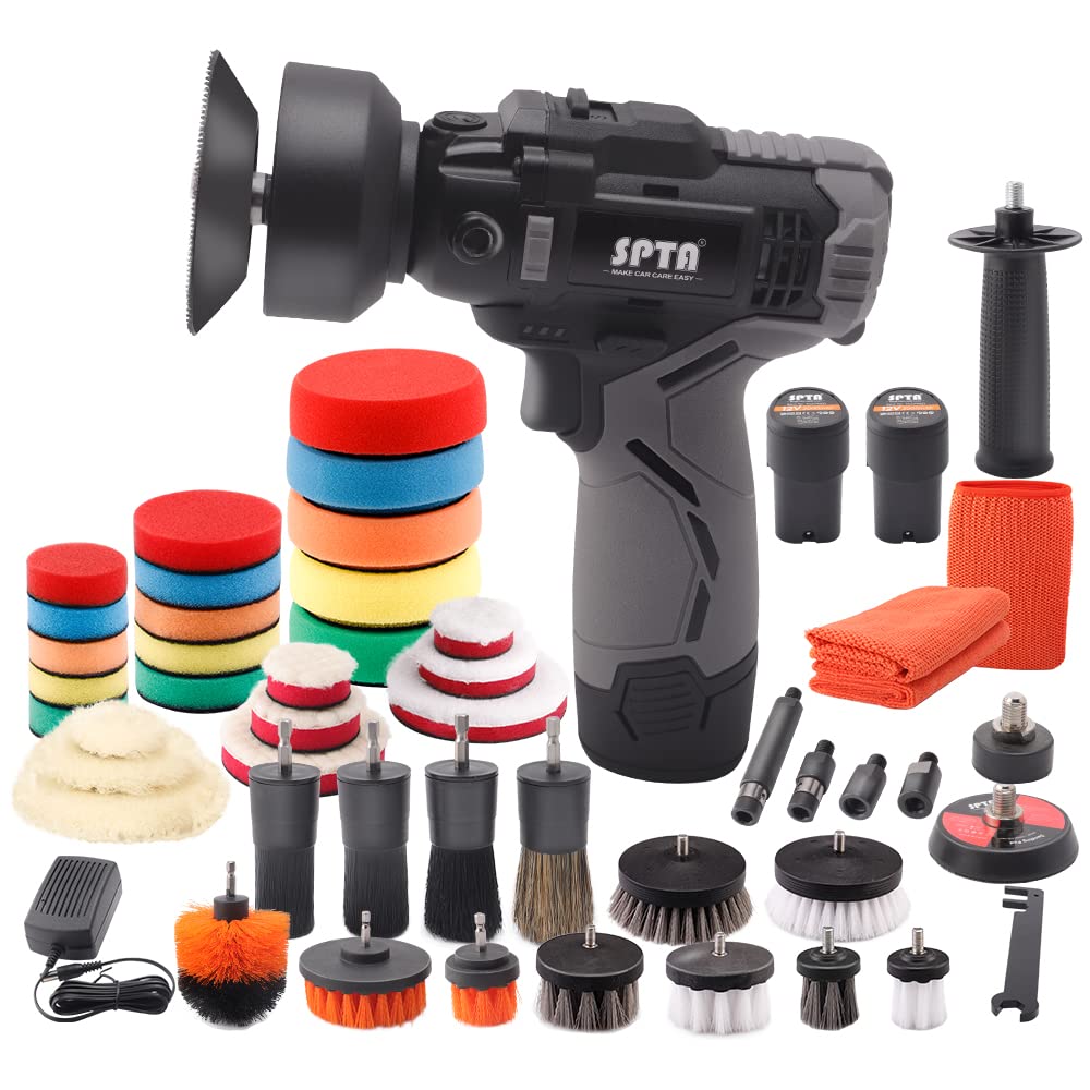 Photo 1 of SPTA 12V Cordless Car Rotary Polisher Tool Sets, Dual Action Polisher Cordless Drill Variable Speed Buffer, 2000mAh Li-ion Battery with Fast Charger and Polishing Pads for Car Detailing and Polishing