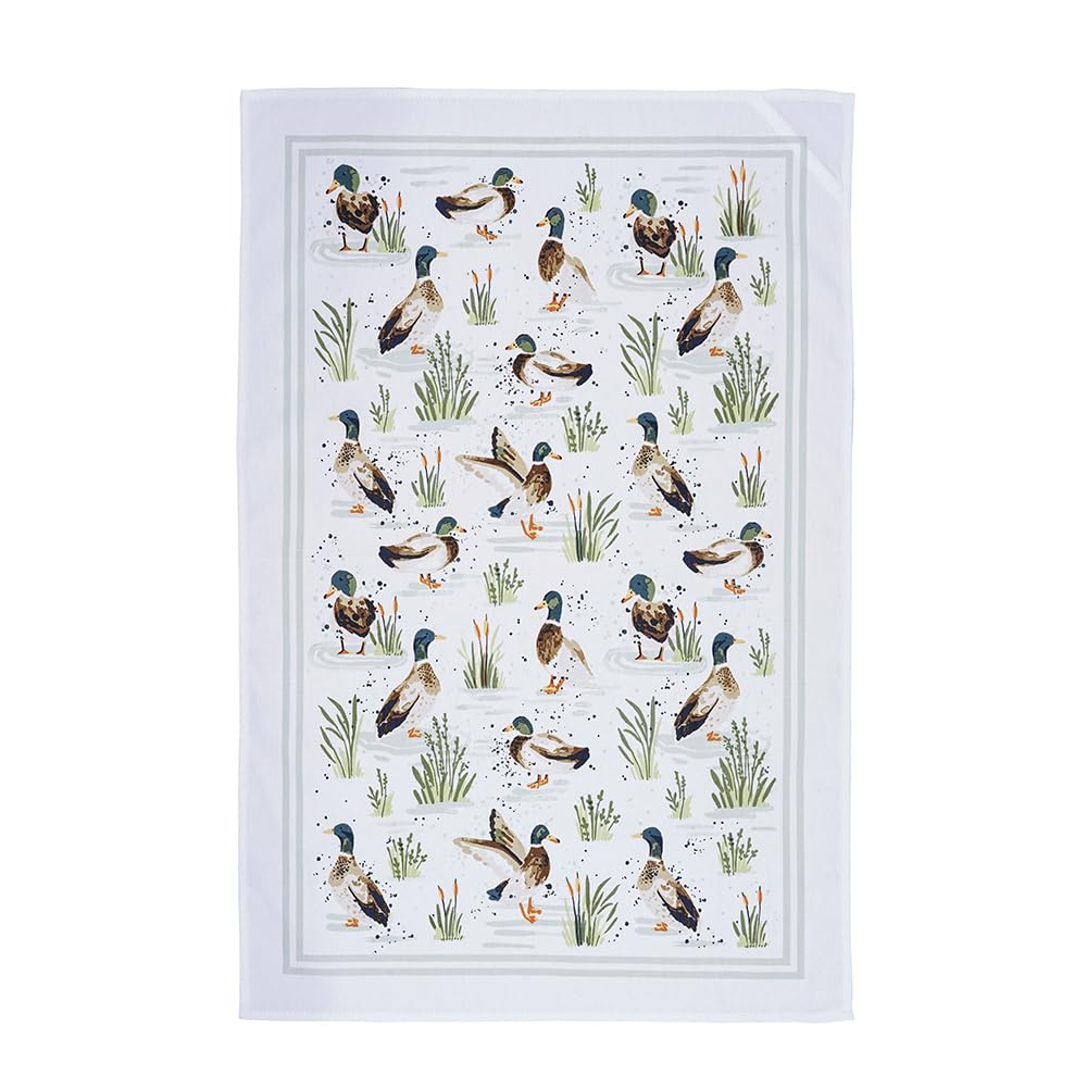 Ulster Weavers - Farmhouse Ducks - Tea Towel - Cotton - One Size in Sage