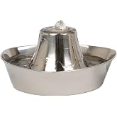 PetSafe Seaside Stainless Cat &amp; Dog Fountain, 60 oz, 2 Filters &amp; Pump | 60 Oz Capacity, 360-Degree Flow, Triple-Filter with 2.5x More Activated Carbon, Scratch/Rust-Resistant Stainless Steel