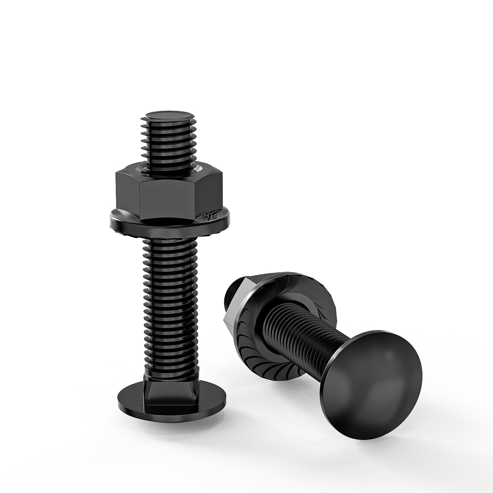 ORTAVA Carriage Bolts M8×40 Stainless Steel A2 V2A DIN 603 (Pack of 20) with Hex Flange Nut, Carbon Steel, Round-Head Screws (Black)