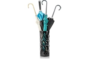 Noamus Metal Umbrella Holder, Umbrella Stand Rack for Entryway, Freestanding Rain Collection Umbrella Organizer, Round Canes Walking Stick Storage Bin for Home Office Decor, Black, 5.9"x5.9"x15.7"