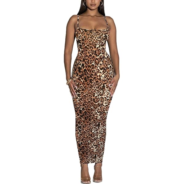 Amazon.com: Verdusa Women's Cheetah Leopard Animal Print Split Hem  Sleeveless Midi Cami Bodycon Dress Brown L : Clothing, Shoes & Jewelry