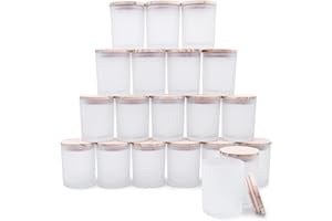 SHOWIN Thick Candle Jars for Making Candles 20 Pcs, 7 OZ Empty Jars with Wood Lids for Candle Making, Sample Container, Frosted White