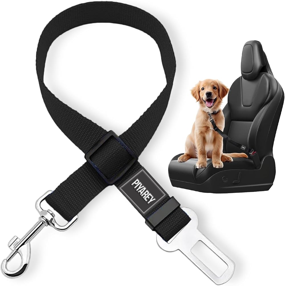 PIYAREY Dog Seat Belt Adjustable Car Harness Small Black