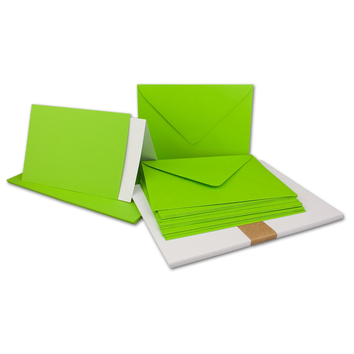Folded cards, DIN A6 – C6, wet sealing, with inlay 50 Karten-Sets light green