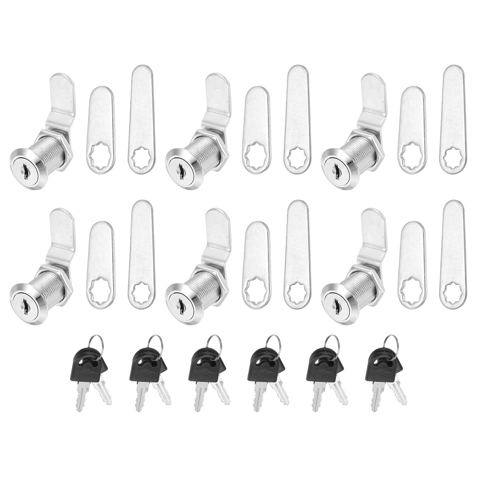 PATIKIL 1/8 Inch Keyed Alike Cabinet Locks with Key, 6 Pack Cam Replacement Lock Cylinder Toolbox Lock for RV Drawer Storage Cart Mailbox, Silver