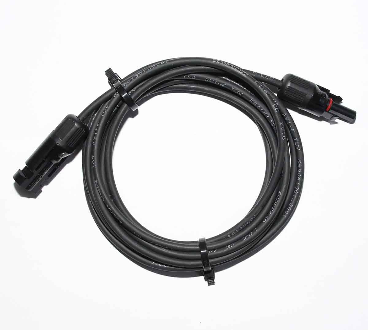 LOWENERGIE Solar Panel PV Cable, Cut to Length, TUV double insulated, 1800V, low voltage drop with Solar Connector plugs (4mm2, 3m)