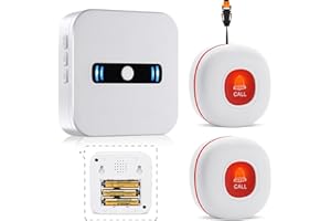 Daytech Caregiver Pager Wireless Alert Button for Seniors Battery Powered Emergency Call Buttons for Elderly/Patients SOS Hom