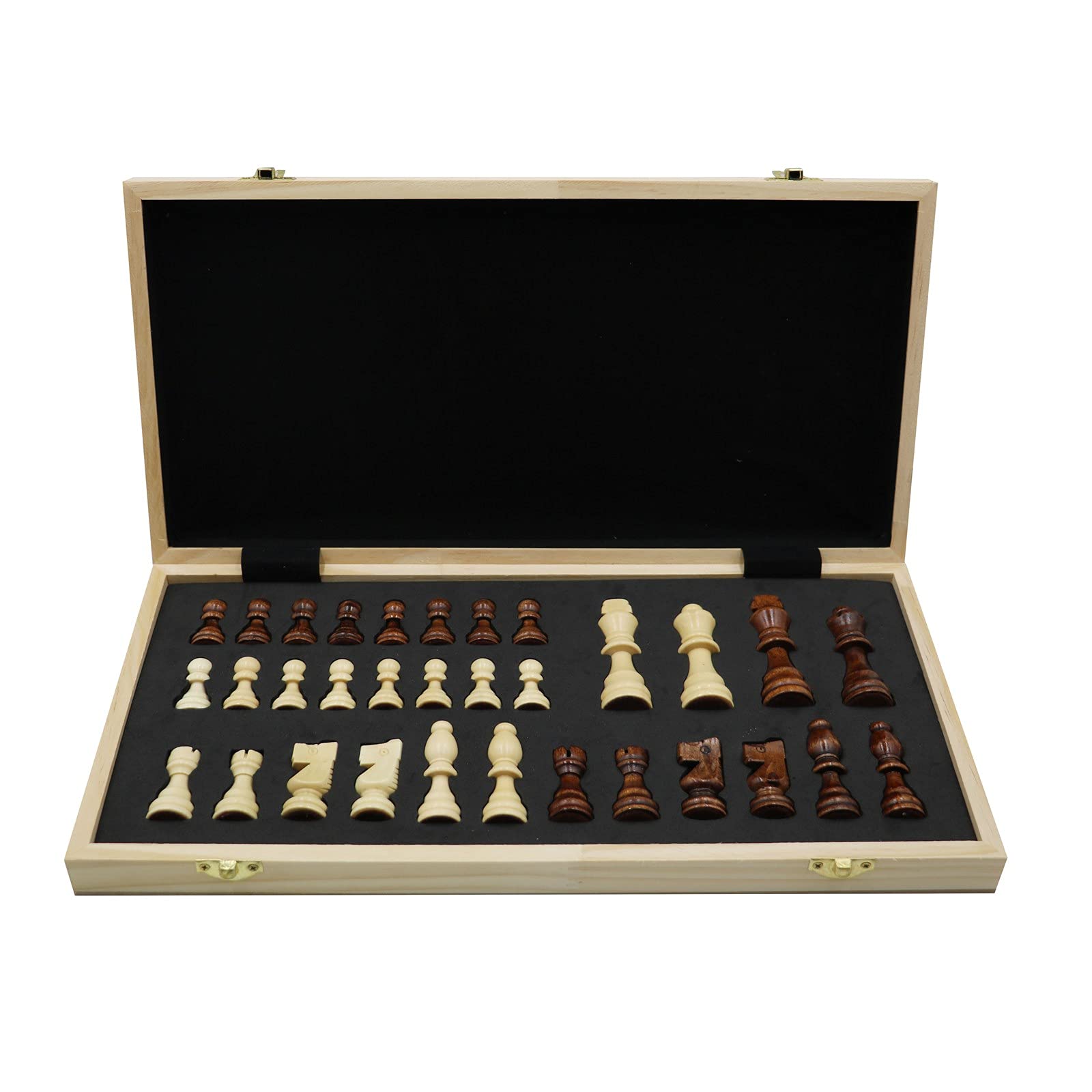 Icegrey Folding Wooden Chess Board Traditional Games Portable Storage International Chess Set for Kids And Adult School Outdoor Travel 30x30cm(11.8''x11.8'')