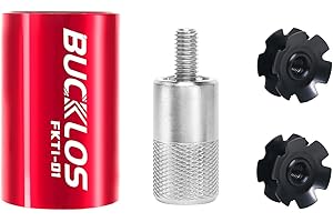 BUCKLOS Bike Fork Star Nut Setting Install Tool with Free Star Nuts and Spare Special Screws for 1", 1-1/8" Threadless Fork Tubes and Headset System, Stainless Steel Bicycle Star Nut Installation Tool