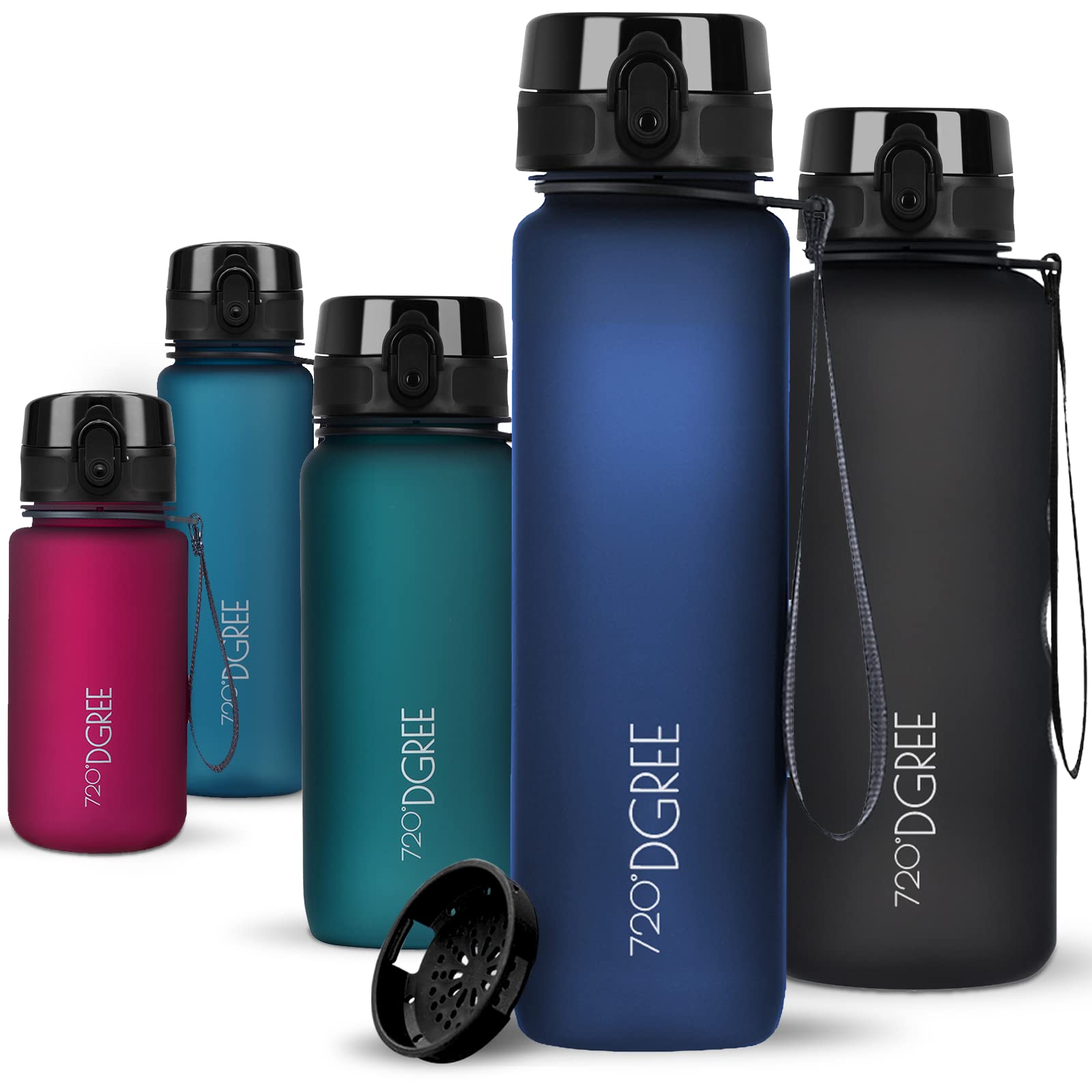 720°DGREE Water Bottle 650ml “uberBottle“ softTouch +Sieve - BPA-Free Tritan, Leakproof, Reusable Drinking Bottle - Sports Bottle for School, Fitness, Gym, Cycling, Travel, Office, Outdoor, Hiking