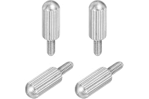 MECCANIXITY 4 Pcs Small Knurled Thumb Screws, M2.5 x 6mm 304 Stainless Steel Male Flat Head Thread Knurled Thumbscrews Bolts 