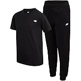 New Balance Boys Sweatpants Set - 2 Piece Short Sleeve Graphic Tee Shirt and Fleece Jogger Pants Athletic Pant Set