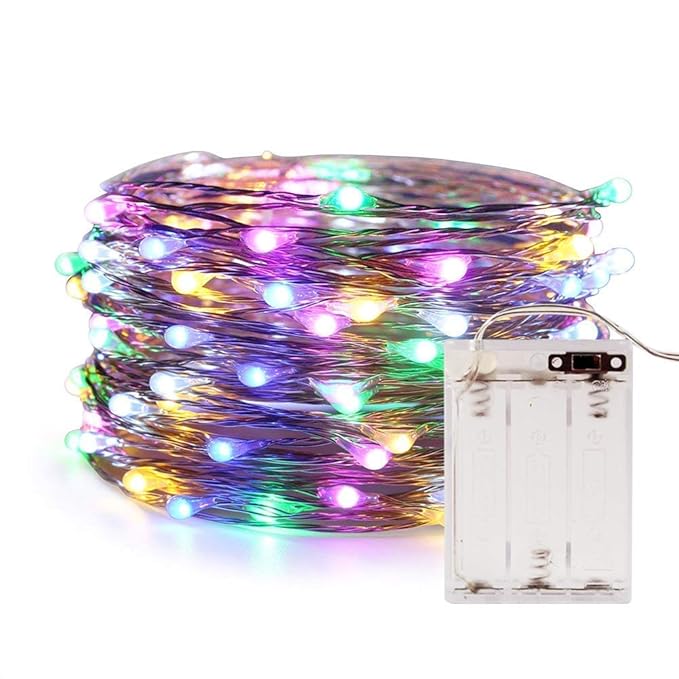 Fizzytech Copper Multicolor String Lights 3 AA Battery Operated Portable LED Lights 3M