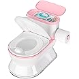 CheerTry 2-in-1 Toddler Potty Training Toilet - Larger Potty Chair & Detachable Training Seat for Boys & Girls Ages 1-3 with Flushing Sound, Wipes Storage, Toilet Paper Holder - Pink