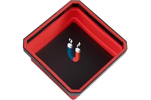 Reniteco Collapsible Magnetic Parts Tray Red, Insulating Silicone, Dual-sided Thickened Rare Earth Magnetic Base, Magnetic Foldable Tray for Screws, Nut, Bolts and Small Tools