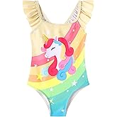 Ghteas Toddler Girls Bathing Suit One Piece Ruffle Strap Cute Swimsuits Little Kids Beach Pool Quick Dry Swimwear 2t-10