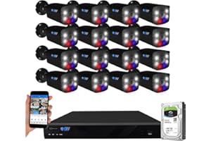 CAMSTAR GW Security 16 Channel 12MP NVR 4K Two-Way Audio Full Color Night Vision Security Camera System with 16 x 8MP 4K Outdoor Indoor PoE Security Camera, Face Recognition/Human/Vehicle AI Detection