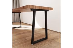 TIEOU Metal Legs for Table Trapezoid Shape 28" H Tall Industrial Table Legs Heavy Duty Metal Desk Legs Set of 2,Black