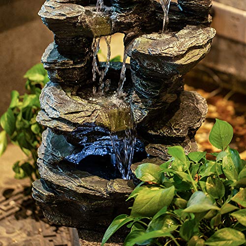 image for CYA-DECOR Rock Tabletop Fountain Indoor, 4 Tiers Waterfall Fountains O