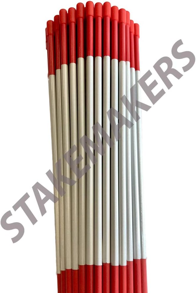 Driveway Markers, Red, 10 Pack, 4' x 5/16", Snow Stakes, Plow Stakes, Reflective Tape, Bundle of 10 Driveway Markers